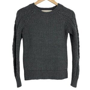 Zara Charcoal Grey Cable Knit Long Sleeve Crew Neck Raglan stitch Sweater size S